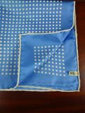 26/1167 immaculate british handmade blue / white polka dot pattern silk pocket square
