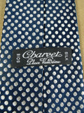 26/1163 immaculate charvet france navy blue / silver polka-dot pattern woven silk tie (rrp £260)