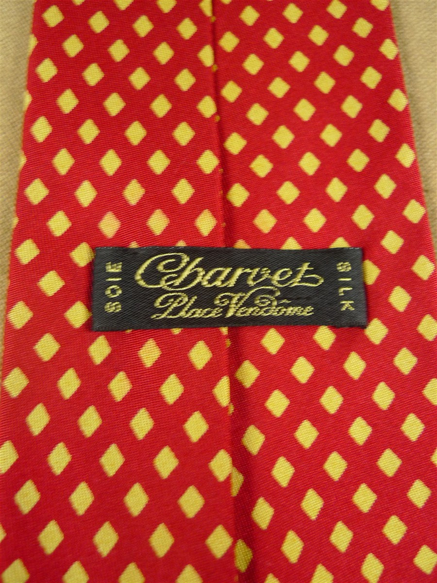 26/1160 immaculate charvet france red / gold diamond pattern silk tie (rrp £260)