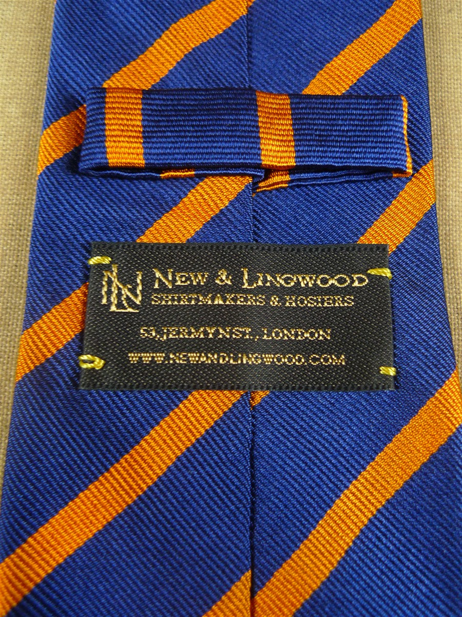 26/1159 immaculate new & lingwood jermyn street london blue / copper orange diagonal stripe silk repp tie