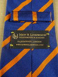 26/1159 immaculate new & lingwood jermyn street london blue / copper orange diagonal stripe silk repp tie