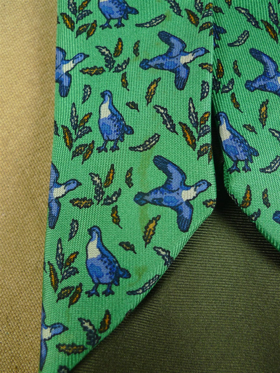26/1158 holland & holland british gunmaker pheasant pattern green / blue shooting country sports silk tie
