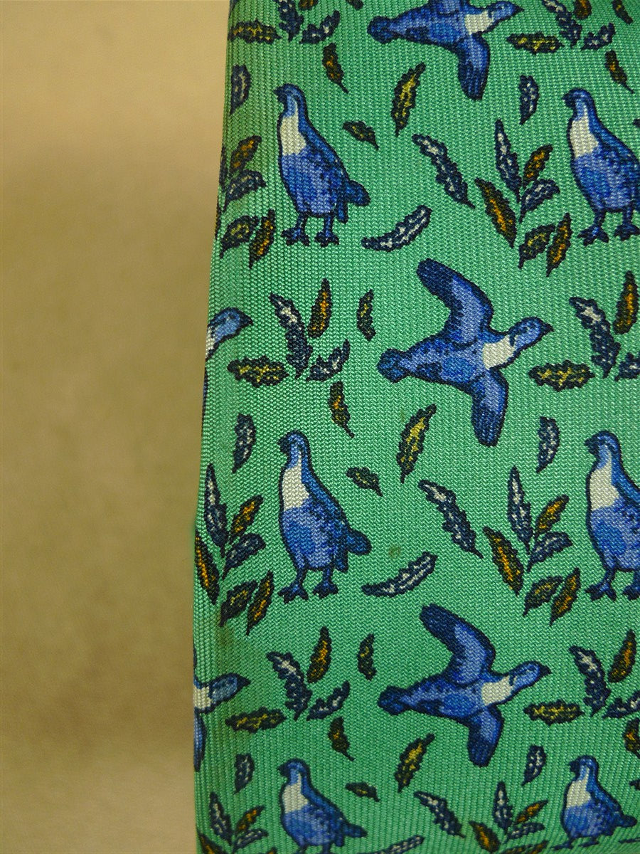 26/1158 holland & holland british gunmaker pheasant pattern green / blue shooting country sports silk tie