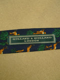 26/1156 holland & holland british gunmaker deer pattern dark blue / green & gold shooting country sports silk tie