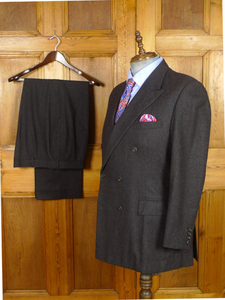 26/1142 immaculate 1999 huntsman savile row bespoke charcoal grey worsted flannel d/b suit 43-44 regular