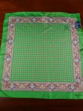 26/1145 immaculate vintage ralph lauren green paisly silk pocket square