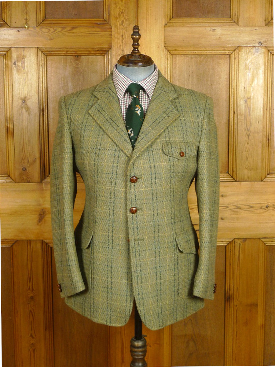 26/1155 immaculate vintage british green wp check tweed shooting jacket 42-43 regular