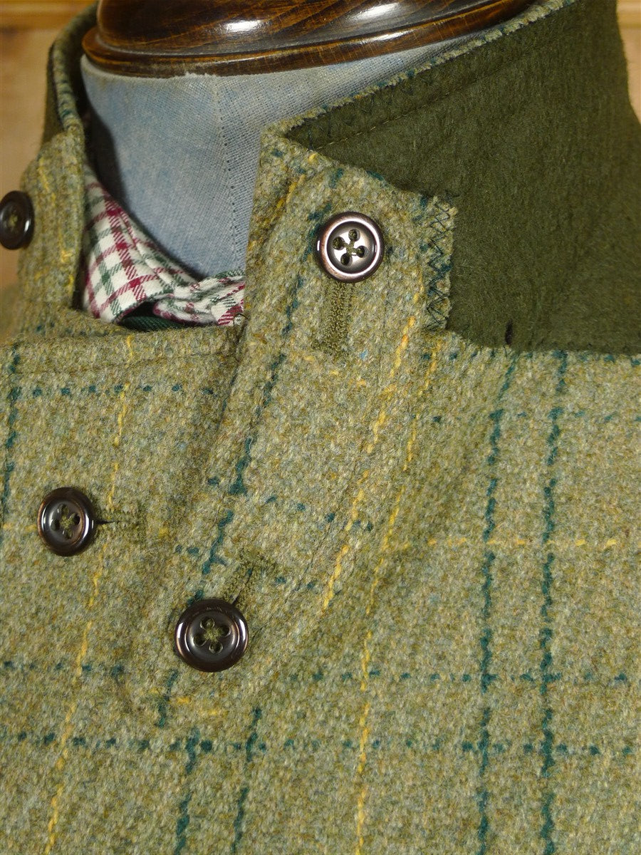 26/1155 immaculate vintage british green wp check tweed shooting jacket 42-43 regular