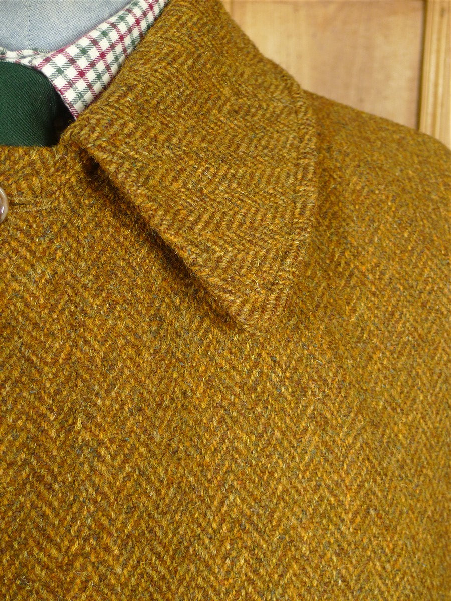26/1150 beautiful immaculate vintage invertere rust brown herringbone harris tweed field coat overcoat 44
