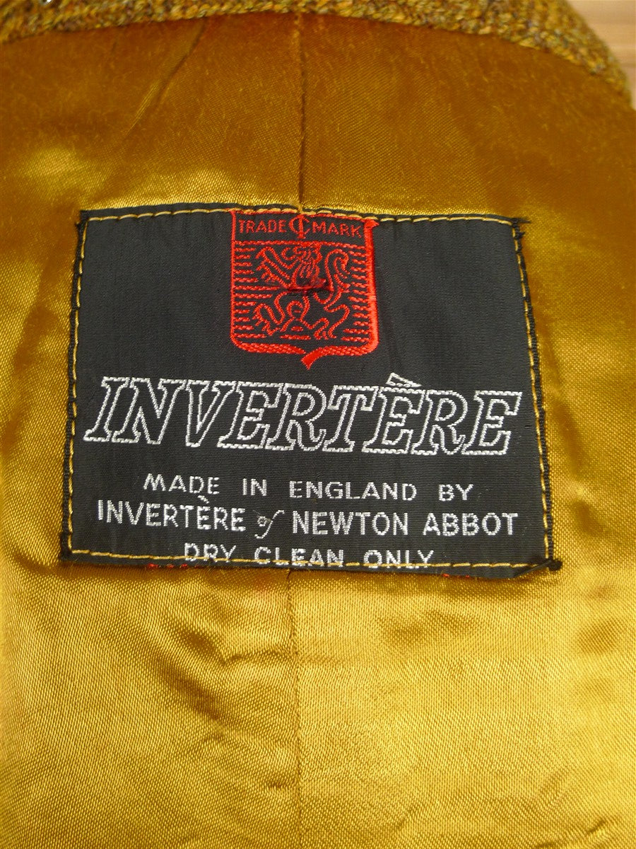 26/1150 beautiful immaculate vintage invertere rust brown herringbone harris tweed field coat overcoat 44