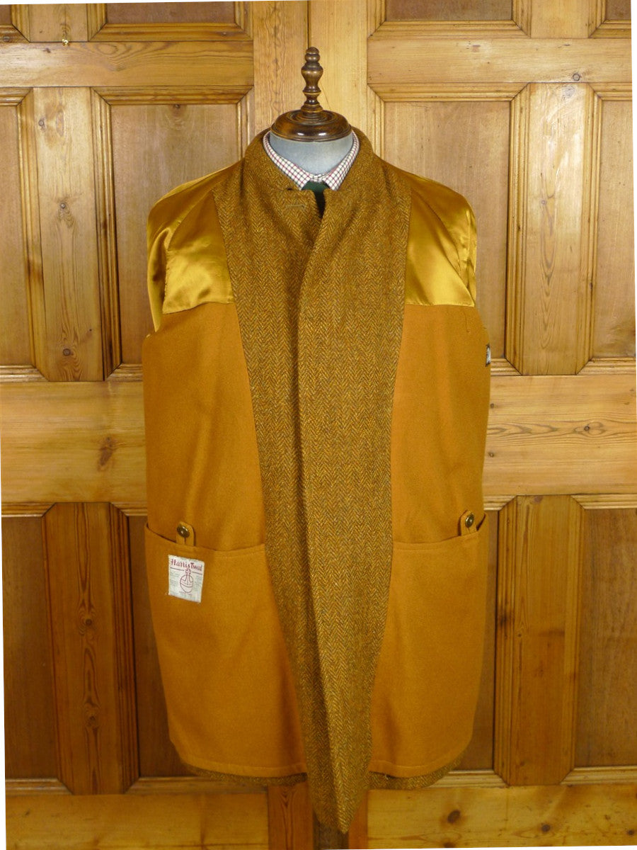 26/1150 beautiful immaculate vintage invertere rust brown herringbone harris tweed field coat overcoat 44