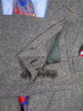26/1153 wonderful vintage maurice sedwell savile row bespoke grey / blue herringbone tweed suit 41-42 regular to long