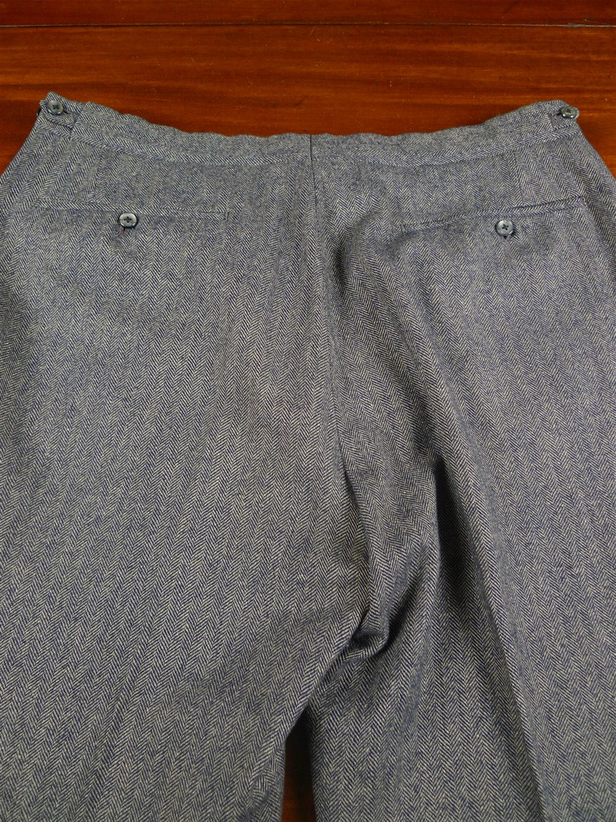 26/1153 wonderful vintage maurice sedwell savile row bespoke grey / blue herringbone tweed suit 41-42 regular to long