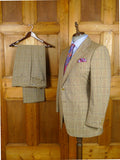 26/1152 wonderful vintage maurice sedwell savile row bespoke brown / green glen check worsted suit 41-42 regular to long