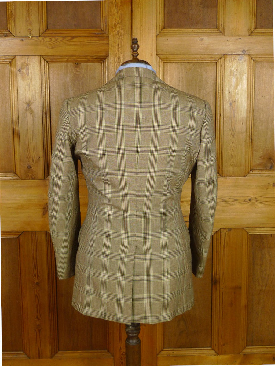 26/1152 wonderful vintage maurice sedwell savile row bespoke brown / green glen check worsted suit 41-42 regular to long