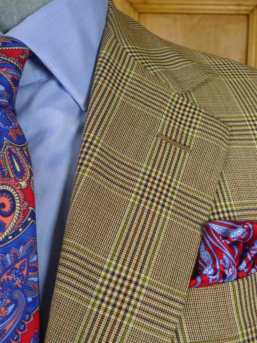 26/1152 wonderful vintage maurice sedwell savile row bespoke brown / green glen check worsted suit 41-42 regular to long