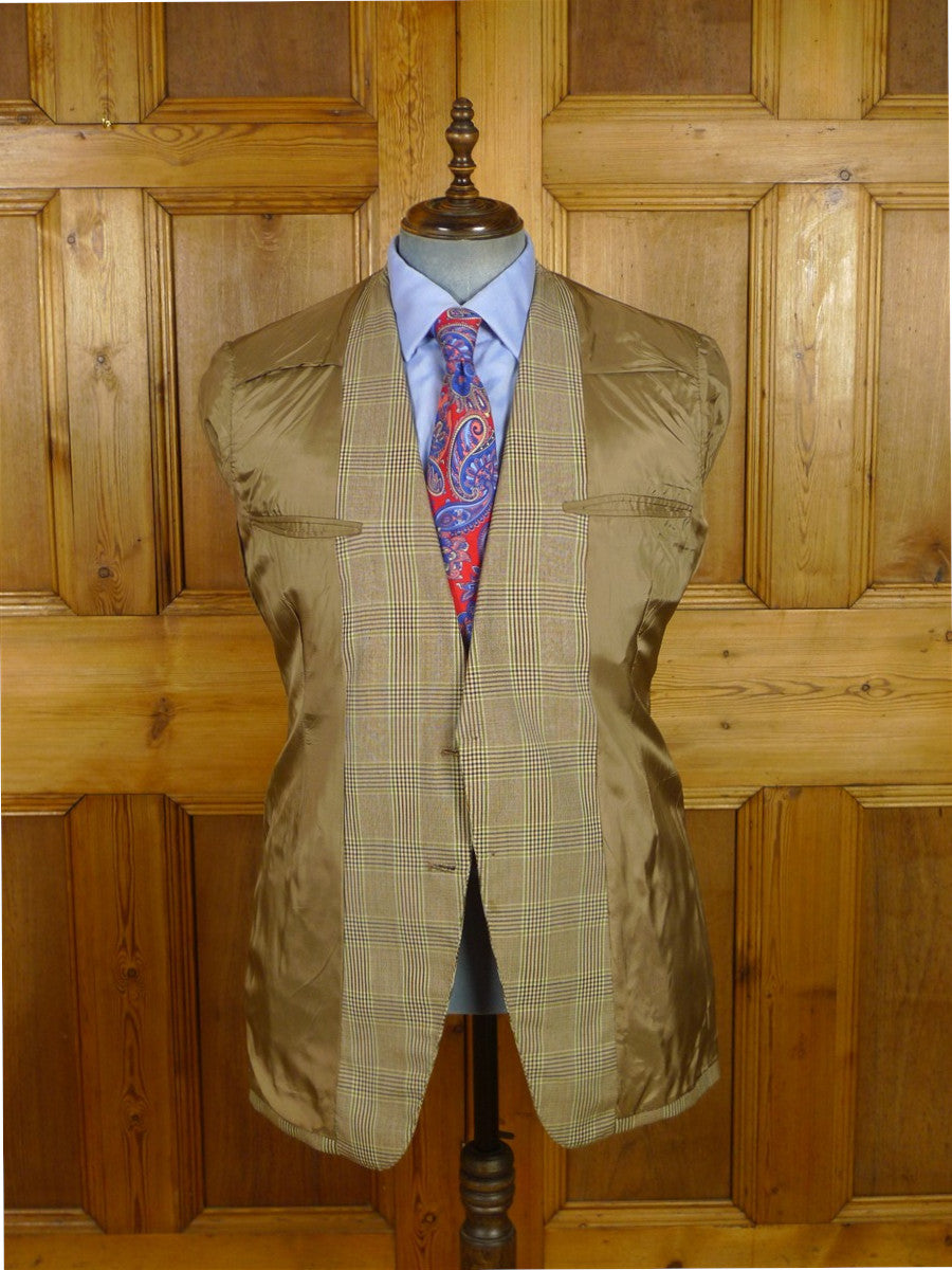 26/1152 wonderful vintage maurice sedwell savile row bespoke brown / green glen check worsted suit 41-42 regular to long
