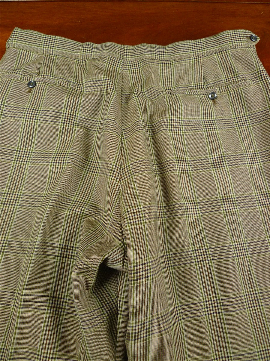 26/1152 wonderful vintage maurice sedwell savile row bespoke brown / green glen check worsted suit 41-42 regular to long