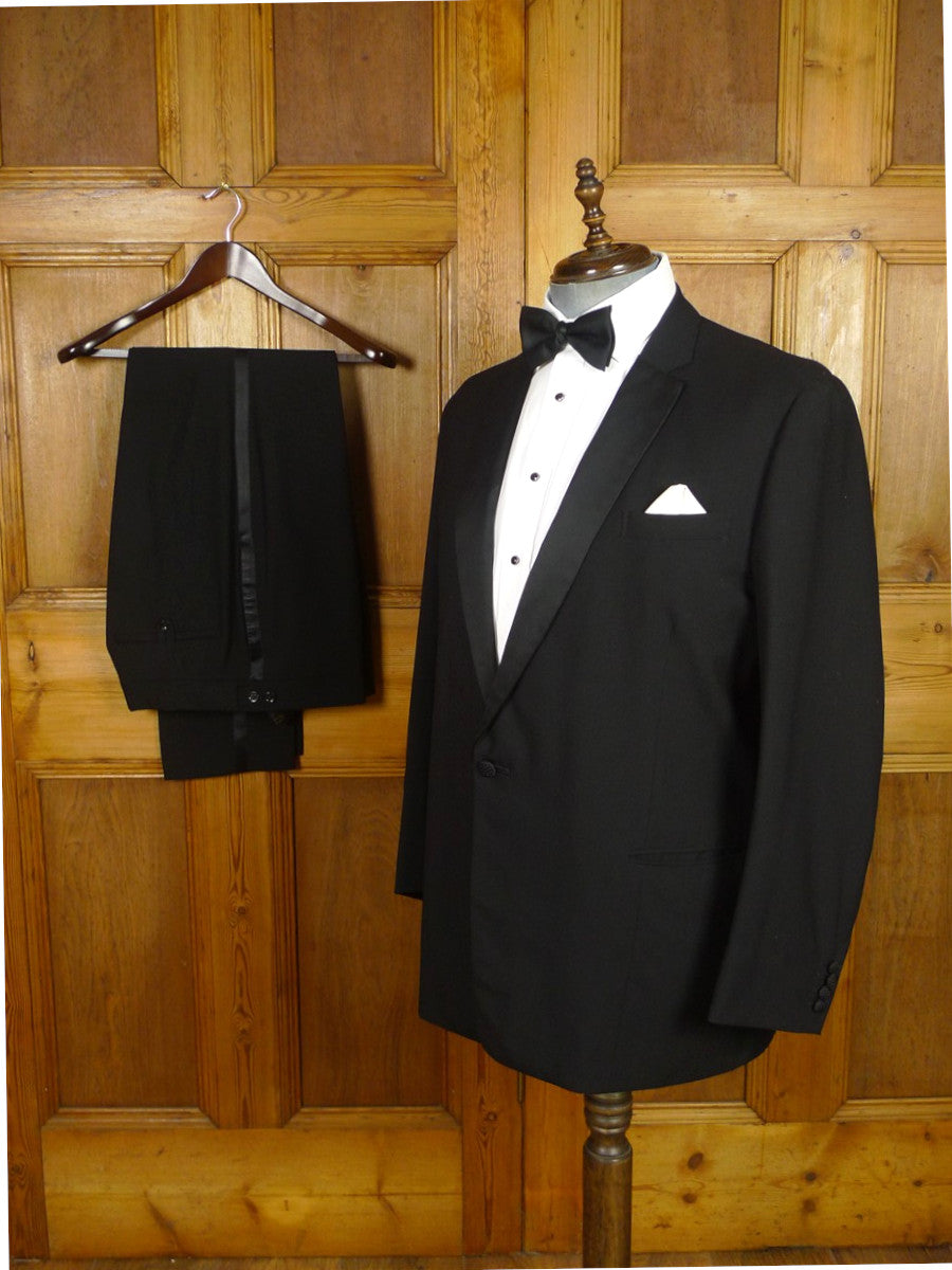 26/1154 immaculate 1965 maurice sedwell savile row bespoke black barathea wool diner suit 44-45 regular to long