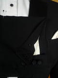 26/1154 immaculate 1965 maurice sedwell savile row bespoke black barathea wool diner suit 44-45 regular to long