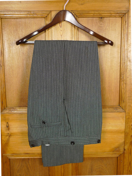 26/1147 vintage savile row bespoke tailored grey 'cashmere-stripe' worsted wool morning trouser 34-38