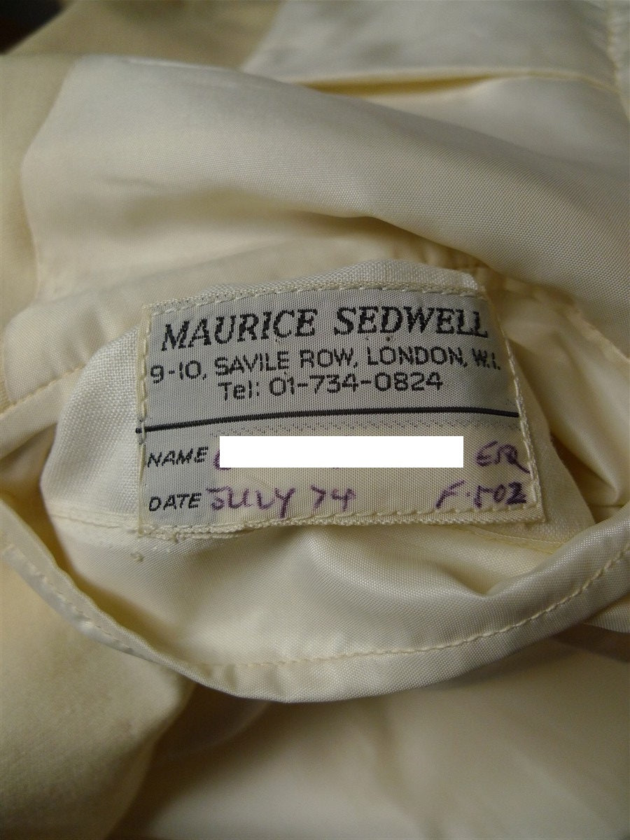 26/1149 vintage 1974 maurice sedwell savile row bespoke ivory white wool & silk evening dinner jacket 41 long