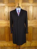 26/1146 immaculate vintage 1965 maurice sedwell savile row bespoke navy blue heavyweight crombie wool overcoat w/ silk velvet collar 40-42