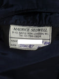 26/1170 immaculate 1987 vintage maurice sedwell savile row bespoke navy blue rope-stripe d/b worsted flannel suit 41-42 regular to long