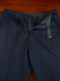 26/1170 immaculate 1987 vintage maurice sedwell savile row bespoke navy blue rope-stripe d/b worsted flannel suit 41-42 regular to long