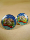 18/1351 brand new benson and clegg 'usa state quarter - nevada' coin t-bar cufflinks rrp £100 (cc2106)