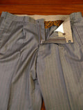22/0321 beautiful 2007 maurice sedwell savile row bespoke brown pin-stripe wool suit w/ paisley linings 46 regular