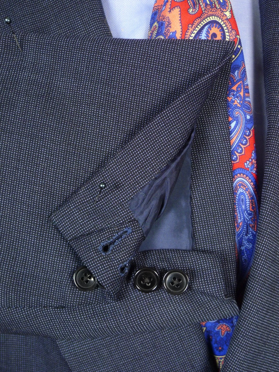 22/1070 immaculate vintage 1995 savile row bespoke blue nailhead weave d/b worsted suit 44-45 short