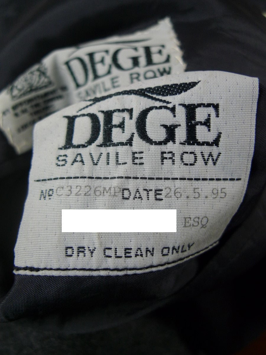 23/0223 dege 1995 savile row bespoke grey worsted flannel d/b suit 44 short